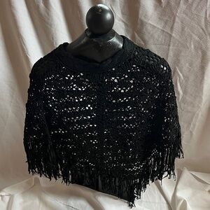 Cejon Black Crochet Poncho